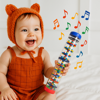 Le bâton de pluie pour bébé encourage les mouvements de rotation du poignet
