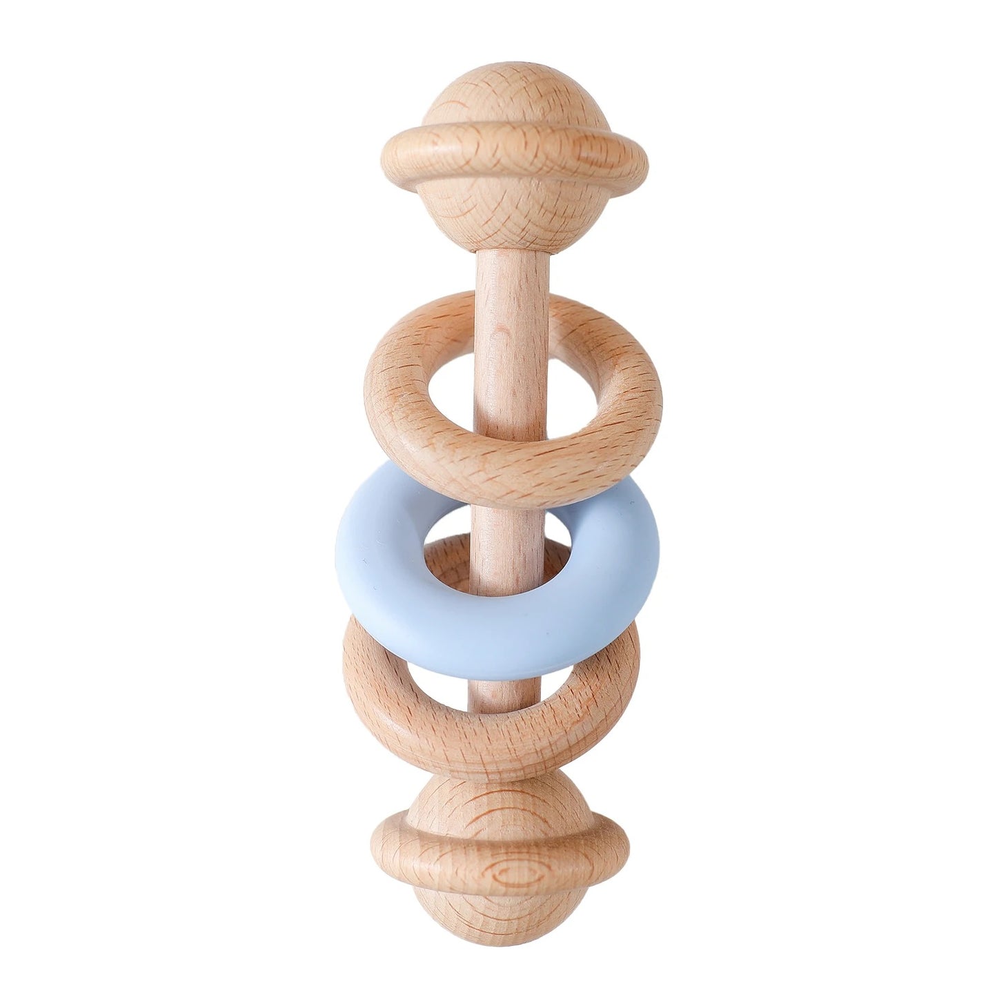 Hochet pour bebe avec l'anneau de silicone bleu