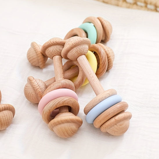 Hochet pour bebe fait de bois et de gel de la silice