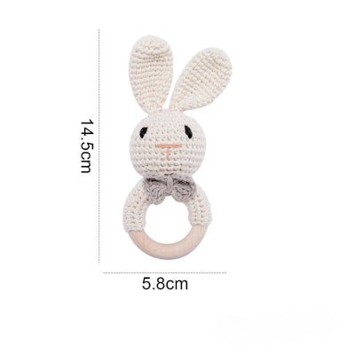 Hochet pour bebe à crochet Blanc-kaki