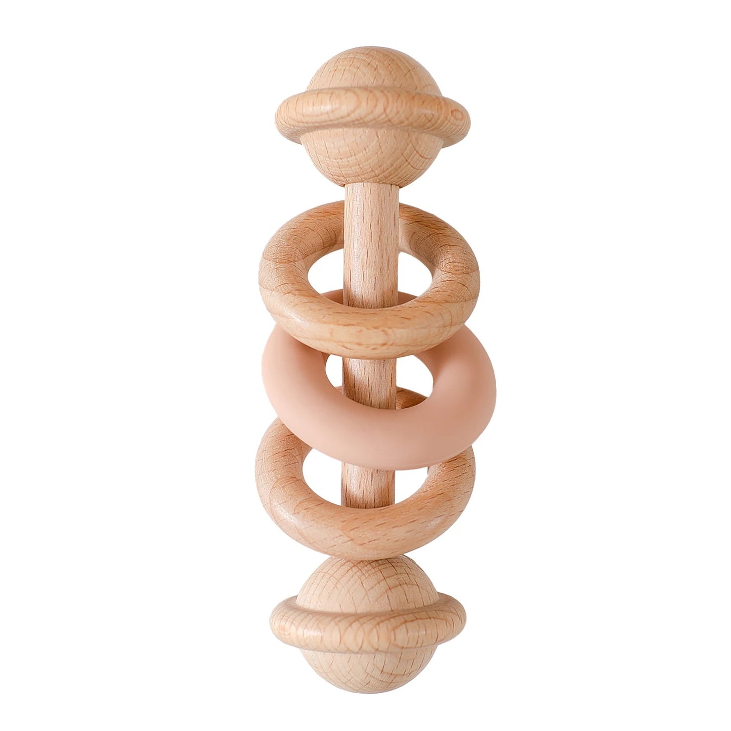 Hochet pour bebe avec l'anneau de silicone pêche