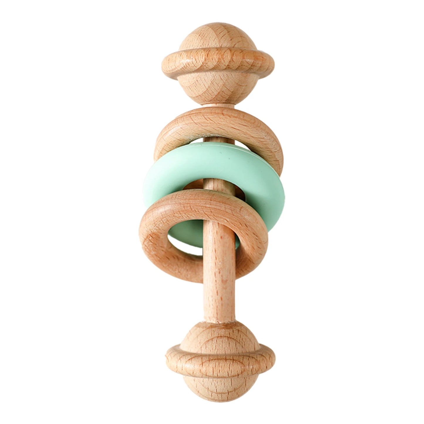 Hochet pour bebe anneau de silicone vert