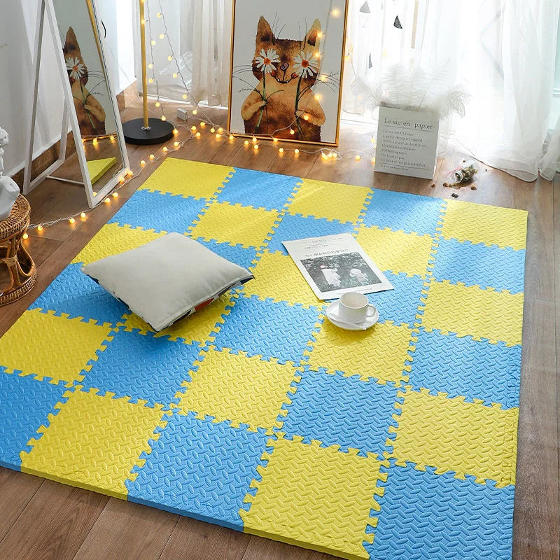 tapis mousse pour bebe jaune bleu