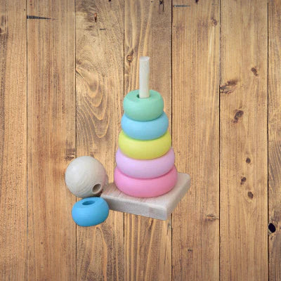 Jouet bebe bois - WoodenToys™ -  Tour Macaron
