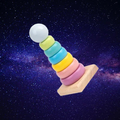 Jouet bebe bois - WoodenToys™ -  Tour Macaron