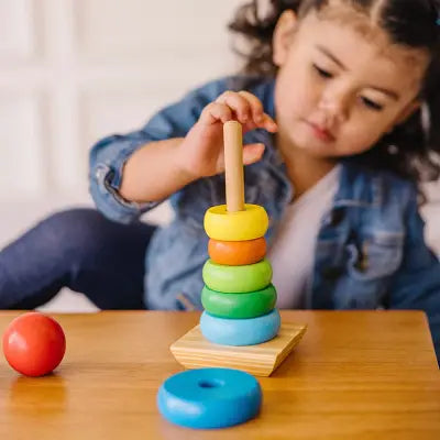 Jouet bebe Bois - WoodenToys™ -  Tour arc-en-ciel