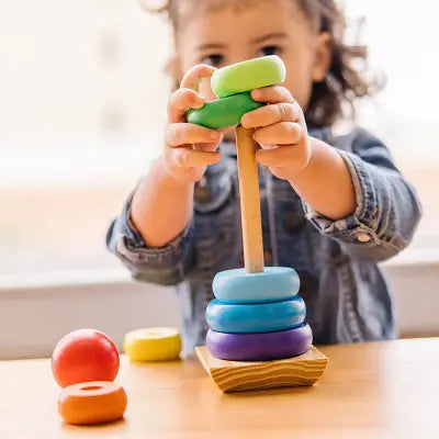 Jouet bebe Bois - WoodenToys™ -  Tour arc-en-ciel