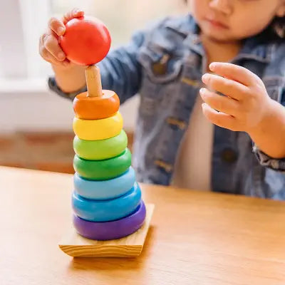 Jouet bebe Bois - WoodenToys™ -  Tour arc-en-ciel