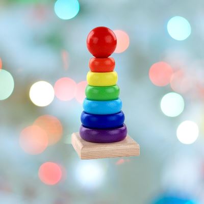 Jouet bebe Bois - WoodenToys™ -  Tour arc-en-ciel