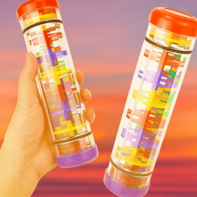 Bâton de Pluie pour bébé musical aux couleurs d levé du soleil pour l'éveil visuel t auditif