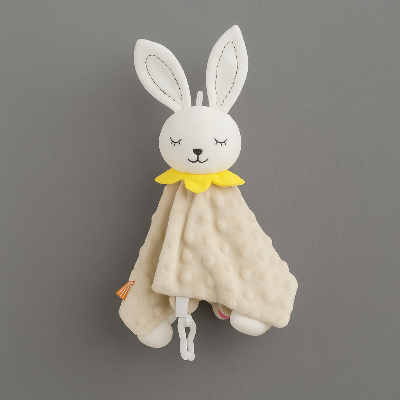 Doudou lapin de couleur beige