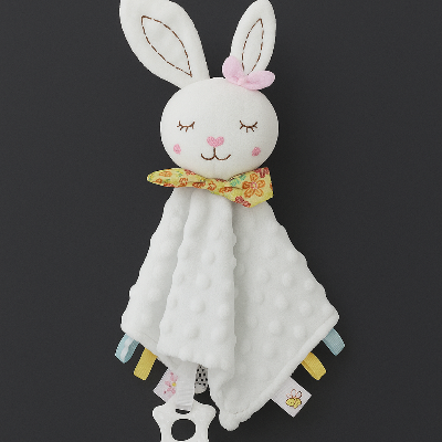 Doudou lapin de couleur blanche