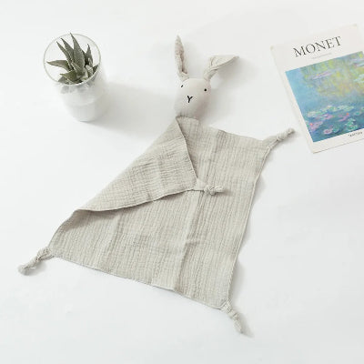 Doudou lapin gris 100% coton double gaze