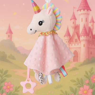 doudou licorne pour princesses au chateau rose
