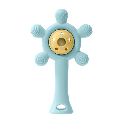 Hochet bebe en silicone bleu-jaune