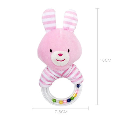 Hochet bebe lapin rose rayé