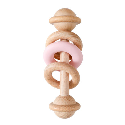 Hochet pour bebe avec l'anneau de silicone rose