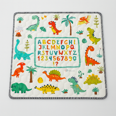 Variante lettre alphabet et tous les types dans la famille dinosaure sur ousse tapis bebe