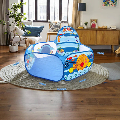 Piscine a balle bebe variante ocean bleu et poisson jaune