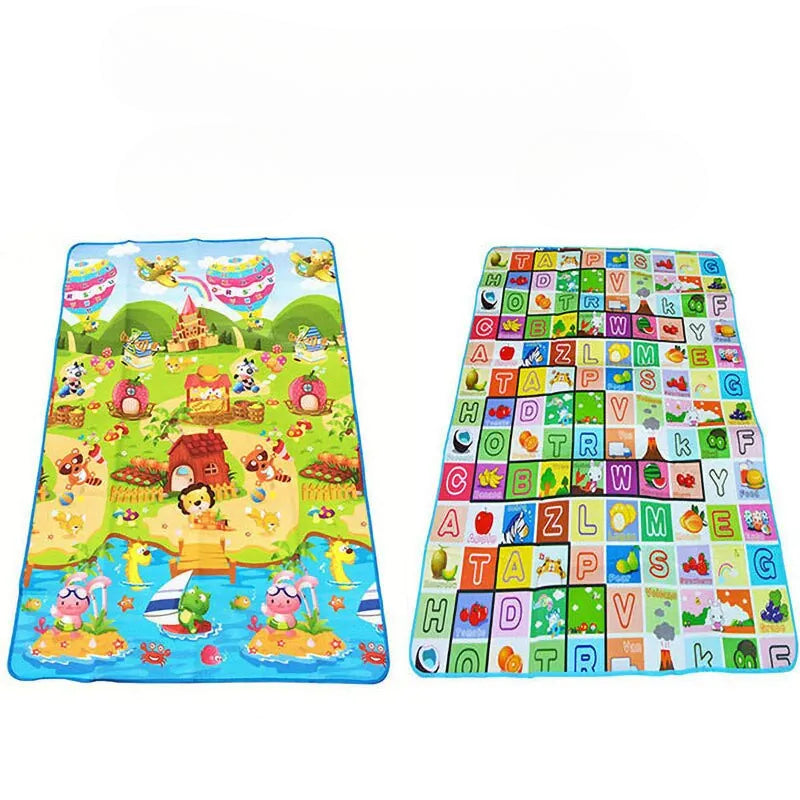 tapis de motricité bébé imprimé lettre, fruits et une ferme