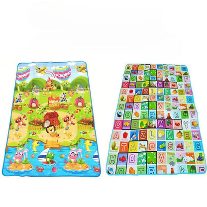 tapis de motricité bébé imprimé lettre, fruits et une ferme