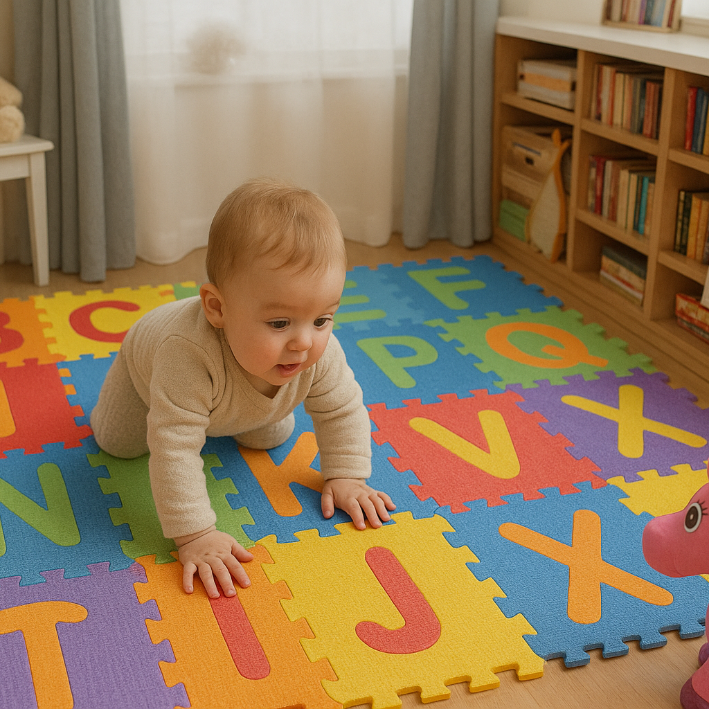 tapis mousse pour bebe, éveil et exploraton tactile